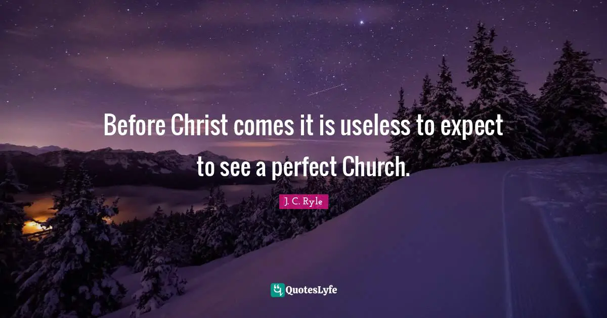 Before Christ comes it is useless to expect to see a perfect Church.