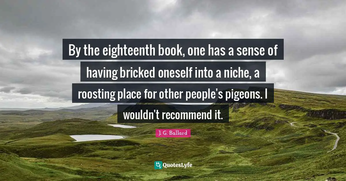 By the eighteenth book, one has a sense of having bricked oneself into a niche, a roosting place for other people's pigeons. I wouldn't recommend it.