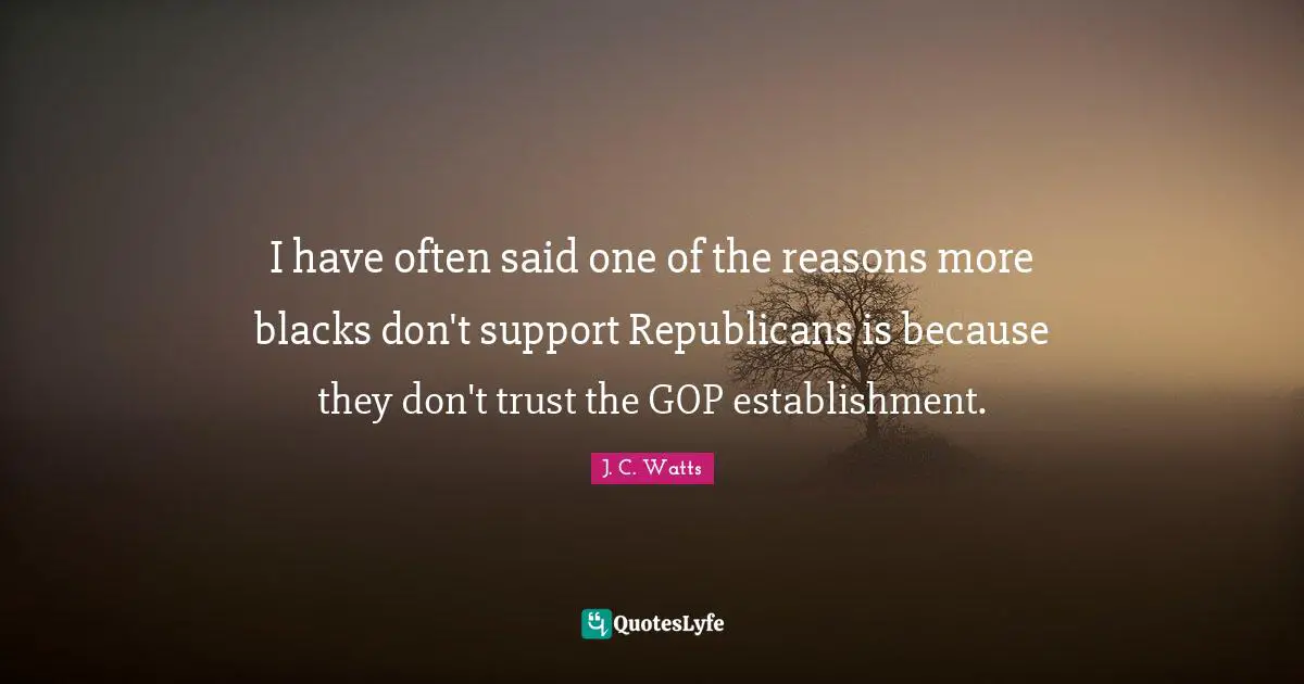 I have often said one of the reasons more blacks don't support Republicans is because they don't trust the GOP establishment.