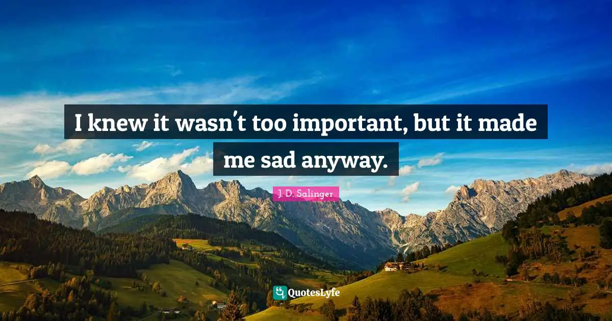 I knew it wasn't too important, but it made me sad anyway.