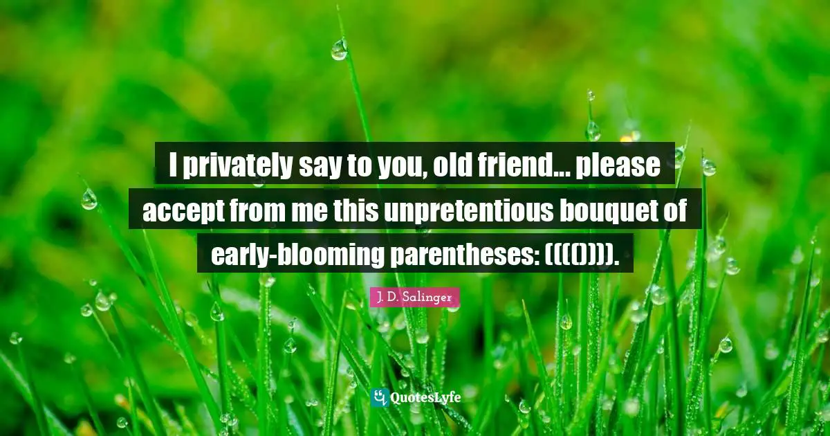 I privately say to you, old friend... please accept from me this unpretentious bouquet of early-blooming parentheses: (((()))).