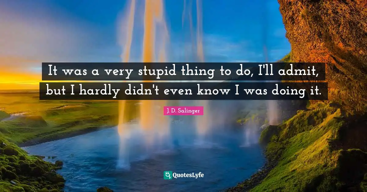 Very Stupid Quotes: "It was a very stupid thing to do, I'll admit, but I hardly didn't even know I was doing it."
