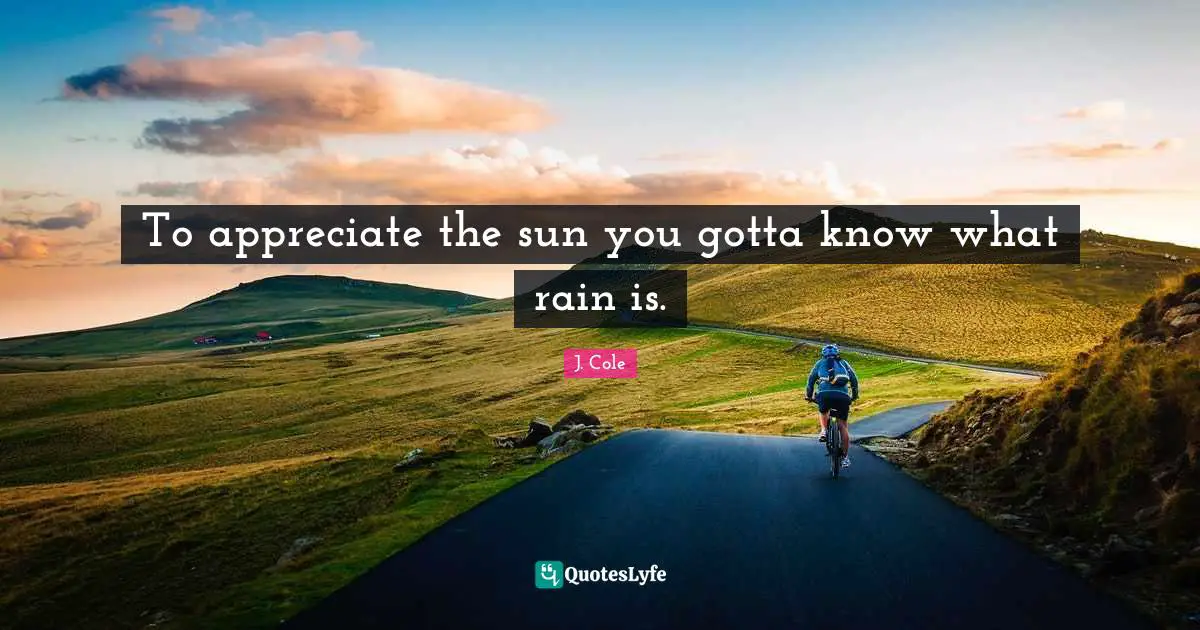 Sun Quotes: "To appreciate the sun you gotta know what rain is."