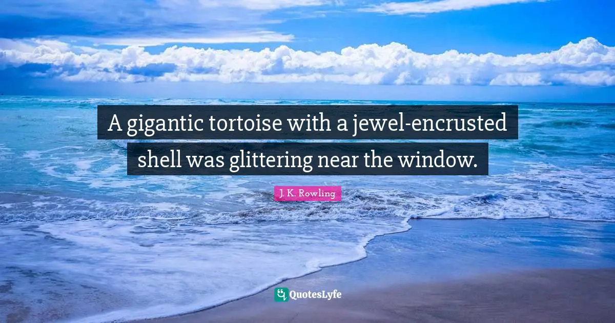 A gigantic tortoise with a jewel-encrusted shell was glittering near the window.