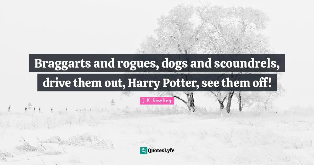 Braggarts and rogues, dogs and scoundrels, drive them out, Harry Potter, see them off!