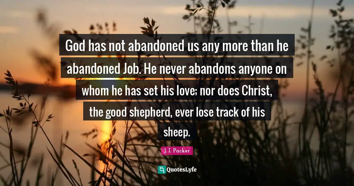Shepherd Quotes: "God has not abandoned us any more than he abandoned Job. He never abandons anyone on whom he has set his love; nor does Christ, the good shepherd, ever lose track of his sheep."