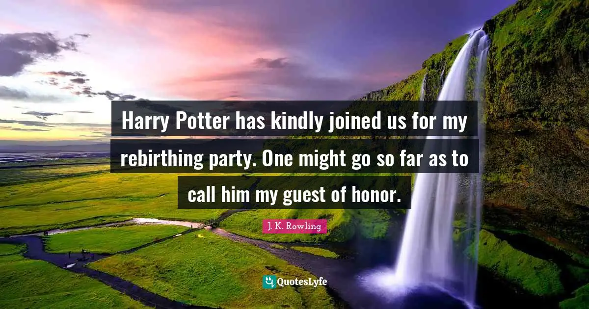 Harry Potter has kindly joined us for my rebirthing party. One might go so far as to call him my guest of honor.