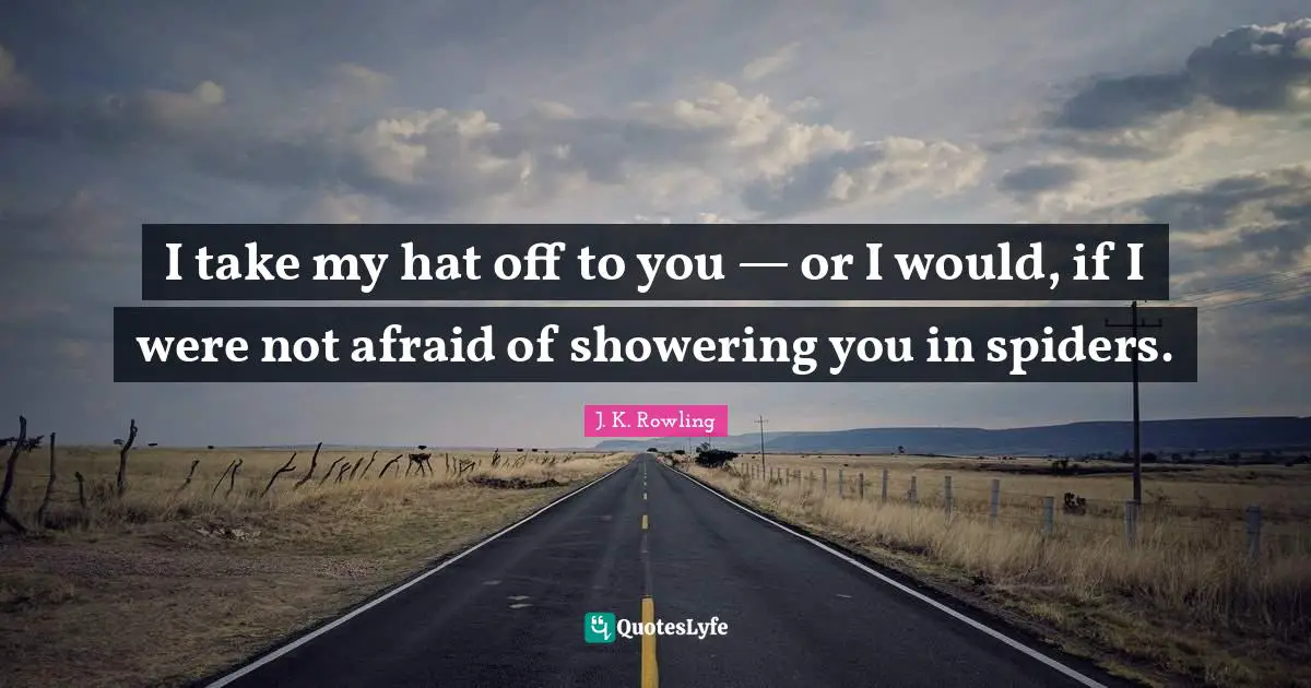 Spiders Quotes: "I take my hat off to you — or I would, if I were not afraid of showering you in spiders."