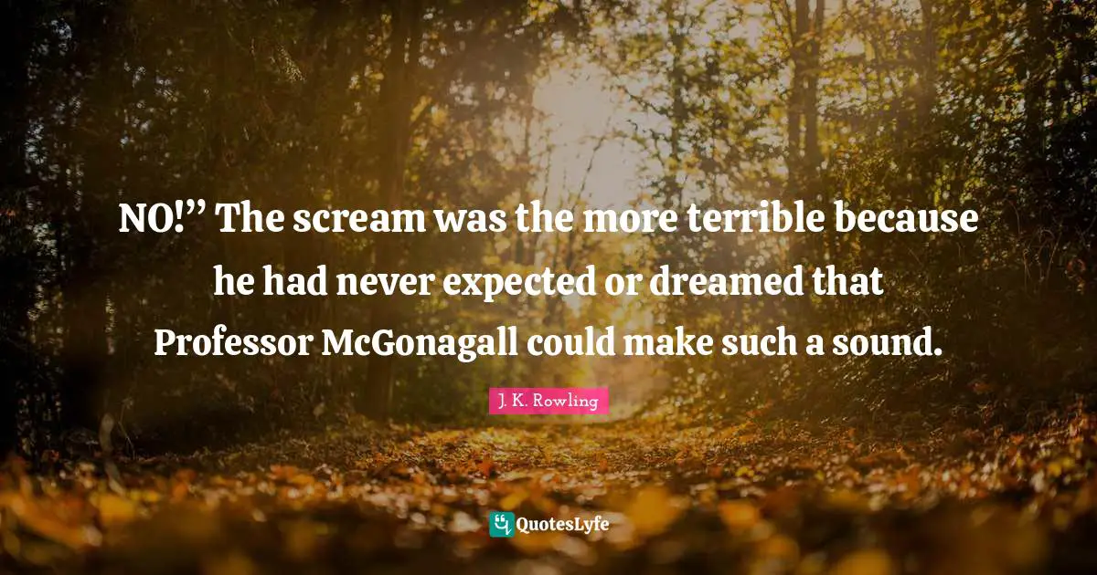 NO!” The scream was the more terrible because he had never expected or dreamed that Professor McGonagall could make such a sound.
