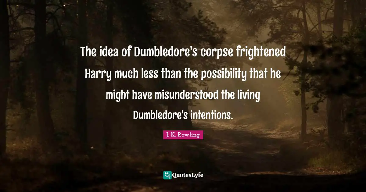 The idea of Dumbledore's corpse frightened Harry much less than the possibility that he might have misunderstood the living Dumbledore's intentions.