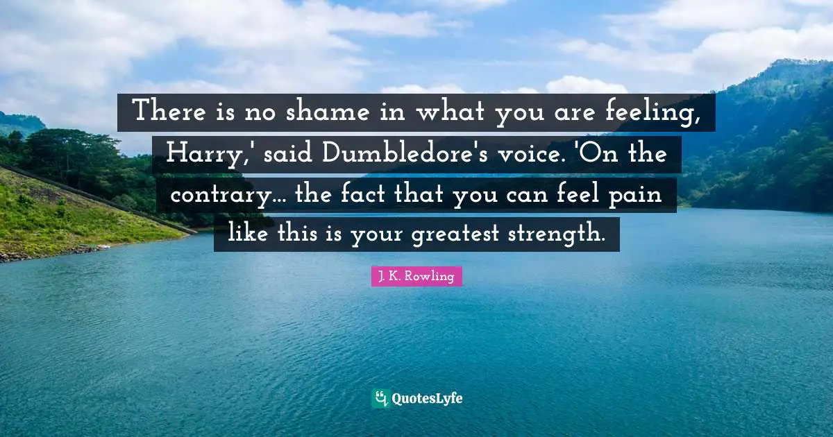 There is no shame in what you are feeling, Harry,' said Dumbledore's voice. 'On the contrary... the fact that you can feel pain like this is your greatest strength.