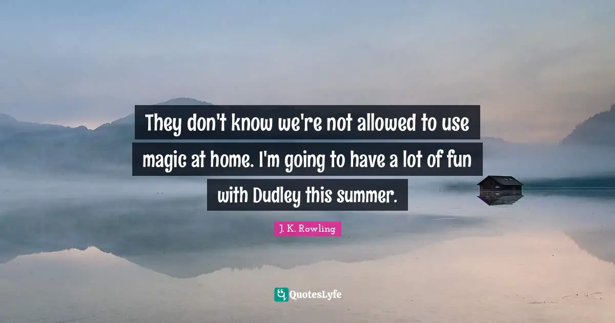 They don't know we're not allowed to use magic at home. I'm going to have a lot of fun with Dudley this summer.