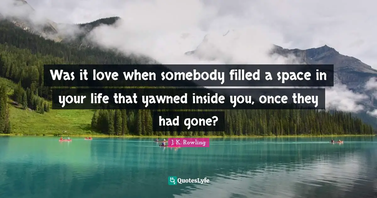 Was it love when somebody filled a space in your life that yawned inside you, once they had gone?