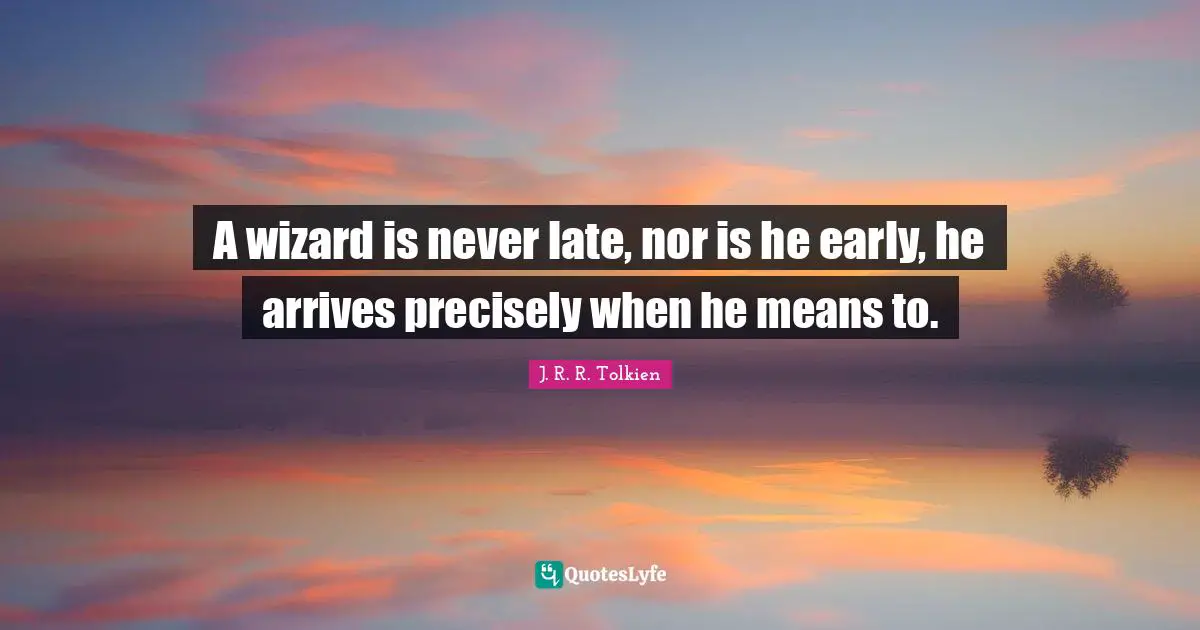 A wizard is never late, nor is he early, he arrives precisely when he means to.