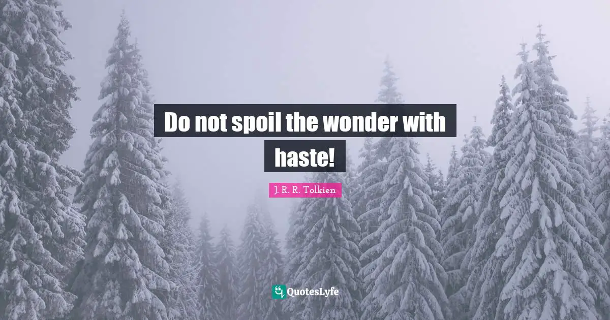 Do not spoil the wonder with haste!