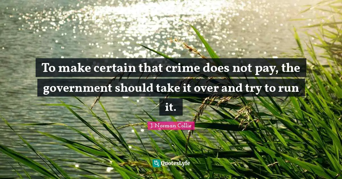 To make certain that crime does not pay, the government should take it over and try to run it.