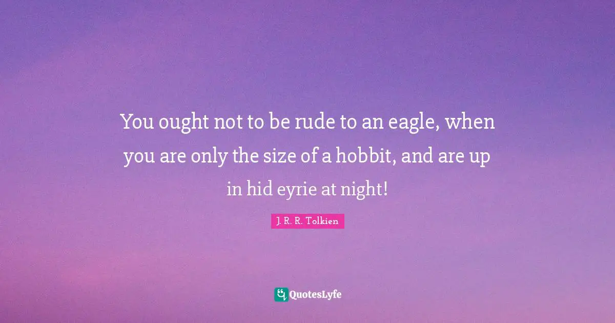 You ought not to be rude to an eagle, when you are only the size of a hobbit, and are up in hid eyrie at night!