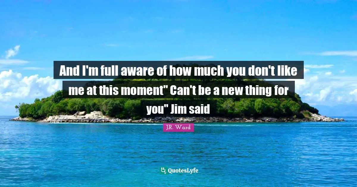 And I'm full aware of how much you don't like me at this moment" Can't be a new thing for you" Jim said