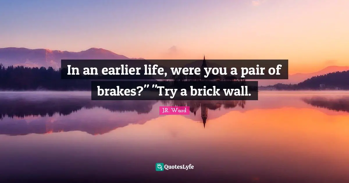 In an earlier life, were you a pair of brakes?" "Try a brick wall.