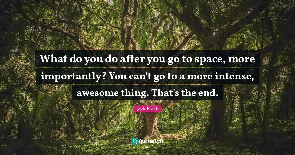 What do you do after you go to space, more importantly? You can't go to a more intense, awesome thing. That's the end.