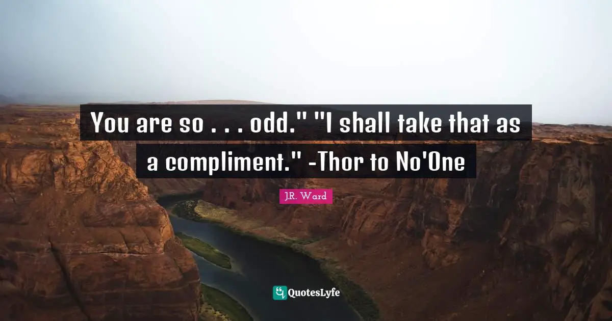 You are so . . . odd." "I shall take that as a compliment." -Thor to No'One