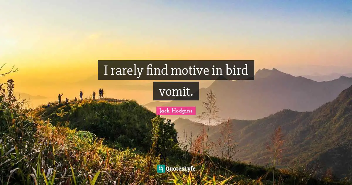 I rarely find motive in bird vomit.