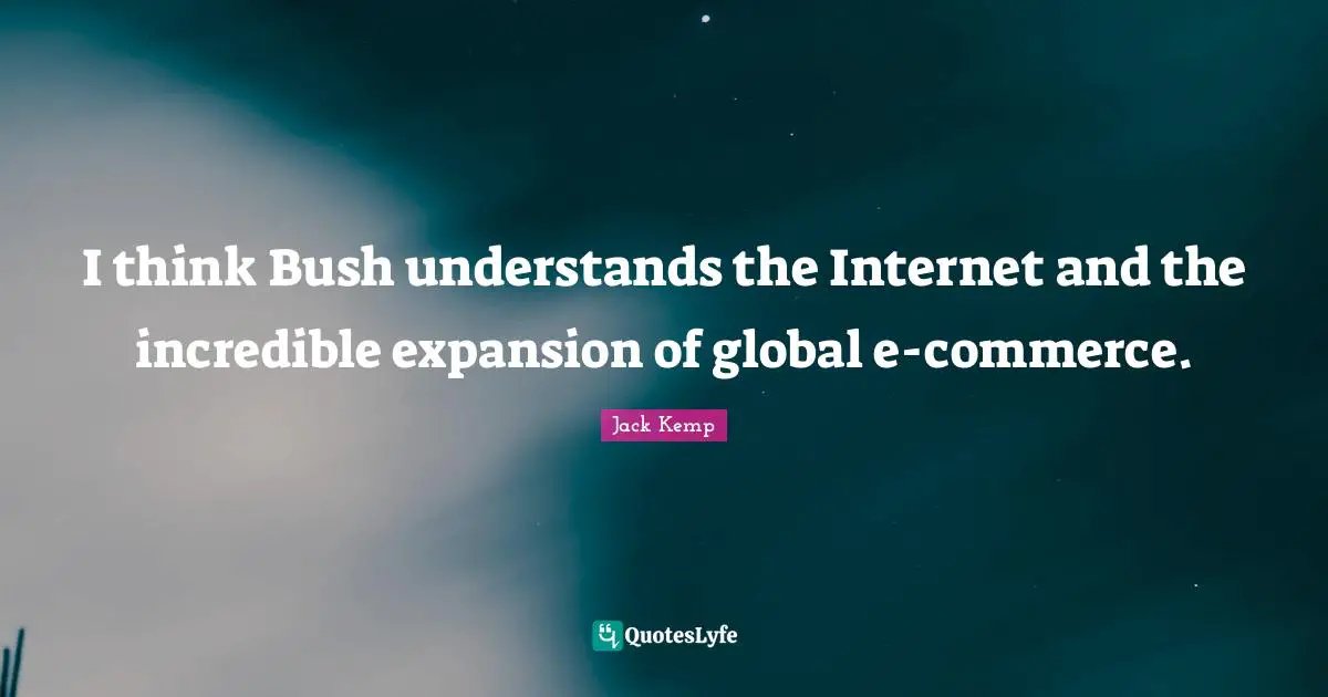 I think Bush understands the Internet and the incredible expansion of global e-commerce.