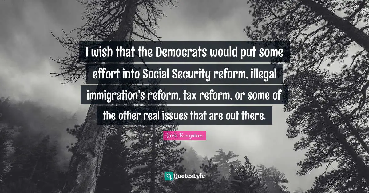 I wish that the Democrats would put some effort into Social Security reform, illegal immigration's reform, tax reform, or some of the other real issues that are out there.
