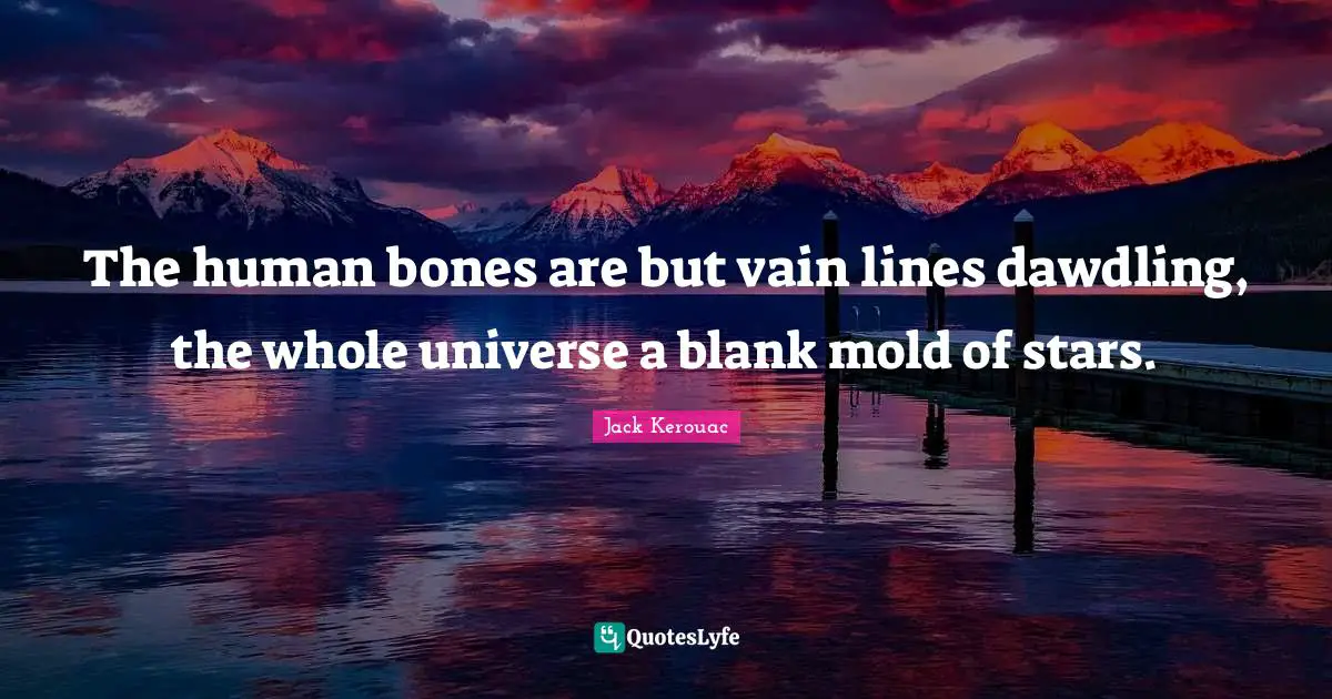 The human bones are but vain lines dawdling, the whole universe a blank mold of stars.