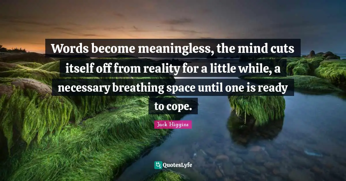 Words become meaningless, the mind cuts itself off from reality for a little while, a necessary breathing space until one is ready to cope.