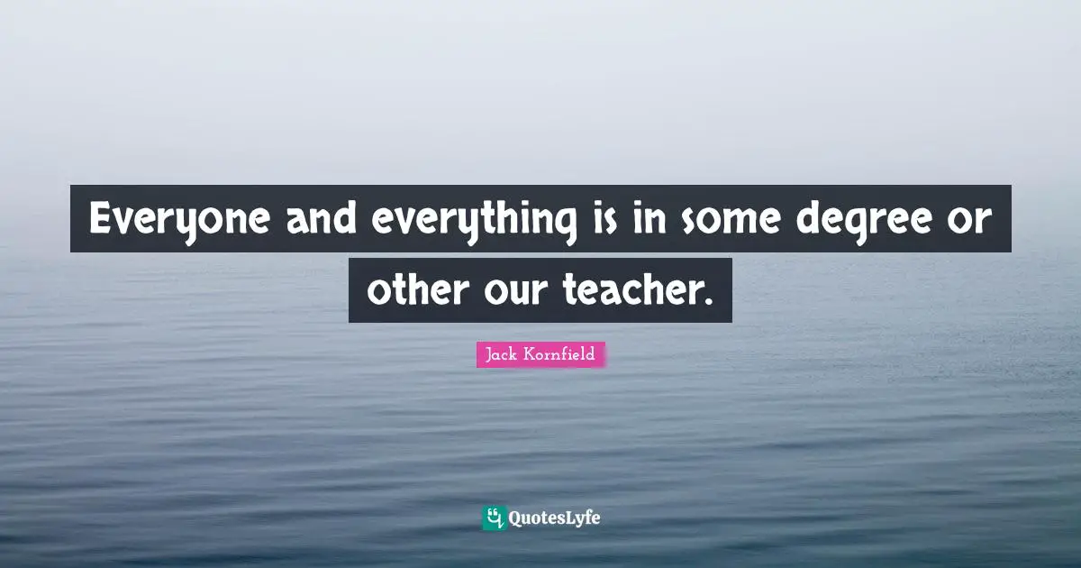 Everyone and everything is in some degree or other our teacher.