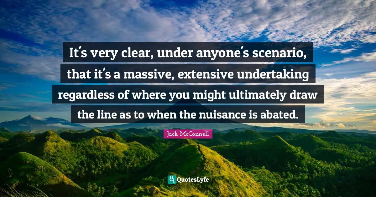 It's very clear, under anyone's scenario, that it's a massive, extensive undertaking regardless of where you might ultimately draw the line as to when the nuisance is abated.