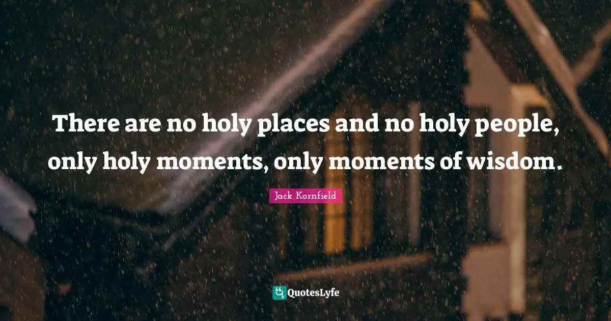 There are no holy places and no holy people, only holy moments, only moments of wisdom.