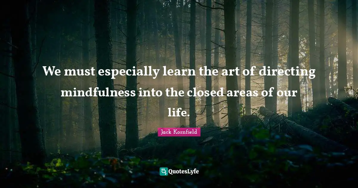 We must especially learn the art of directing mindfulness into the closed areas of our life.