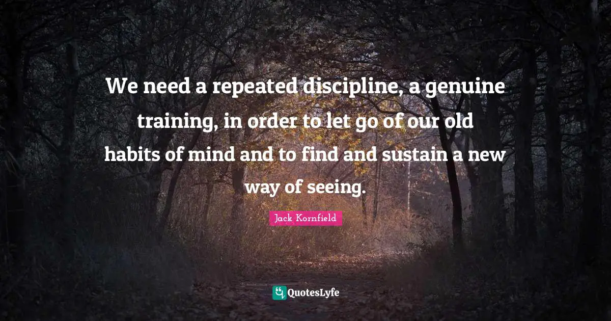 We need a repeated discipline, a genuine training, in order to let go of our old habits of mind and to find and sustain a new way of seeing.