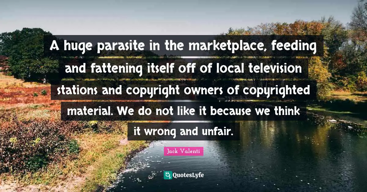 A huge parasite in the marketplace, feeding and fattening itself off of local television stations and copyright owners of copyrighted material. We do not like it because we think it wrong and unfair.