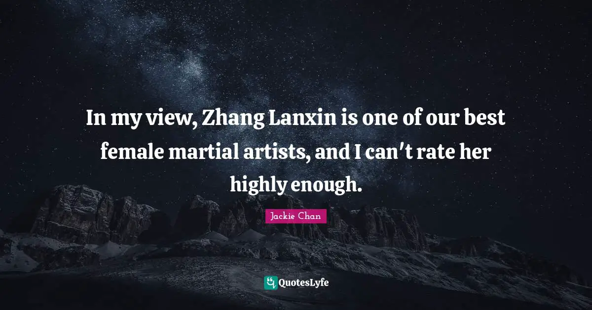 In my view, Zhang Lanxin is one of our best female martial artists, and I can't rate her highly enough.