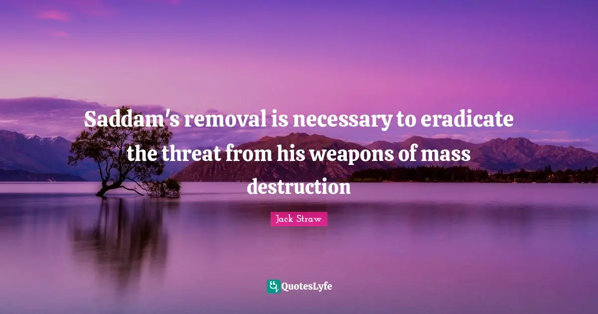 Saddam's removal is necessary to eradicate the threat from his weapons of mass destruction