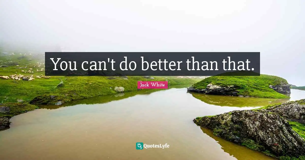 Jack White Quotes: "You can't do better than that."