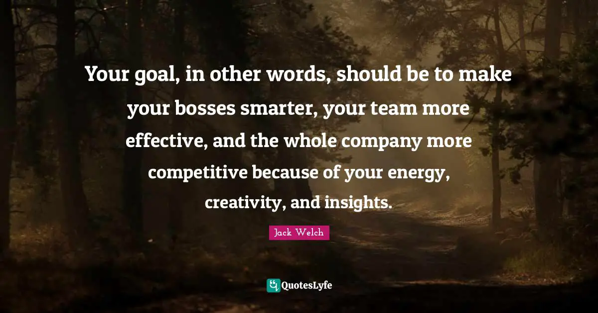 Your goal, in other words, should be to make your bosses smarter, your team more effective, and the whole company more competitive because of your energy, creativity, and insights.