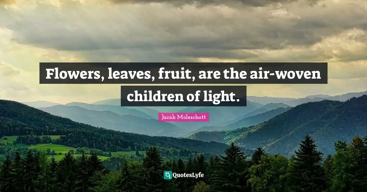 Flowers, leaves, fruit, are the air-woven children of light.
