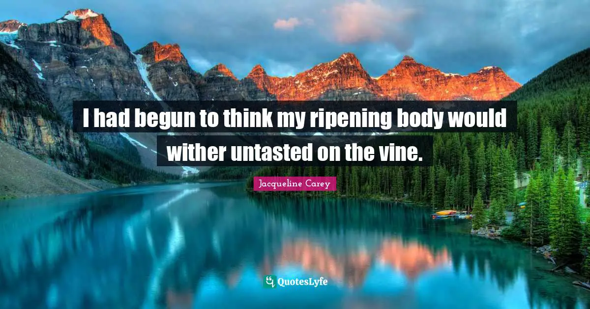 Jacqueline Carey Quotes: "I had begun to think my ripening body would wither untasted on the vine."