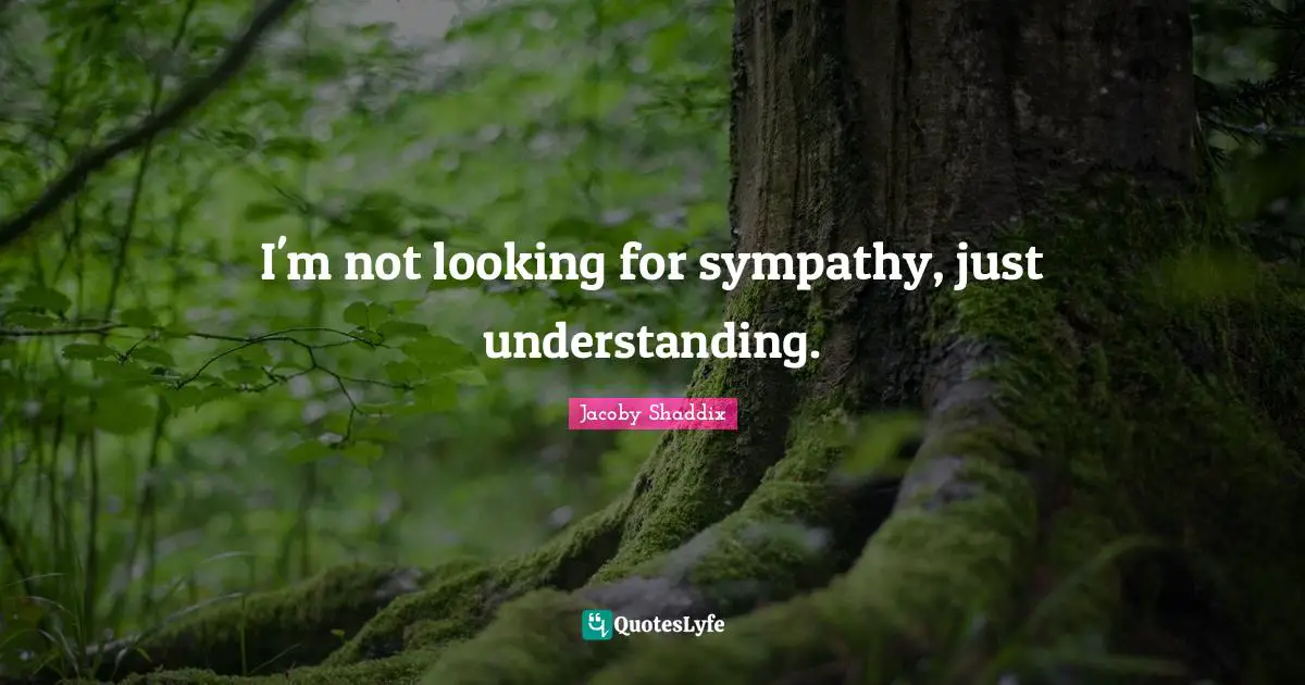 I'm not looking for sympathy, just understanding.