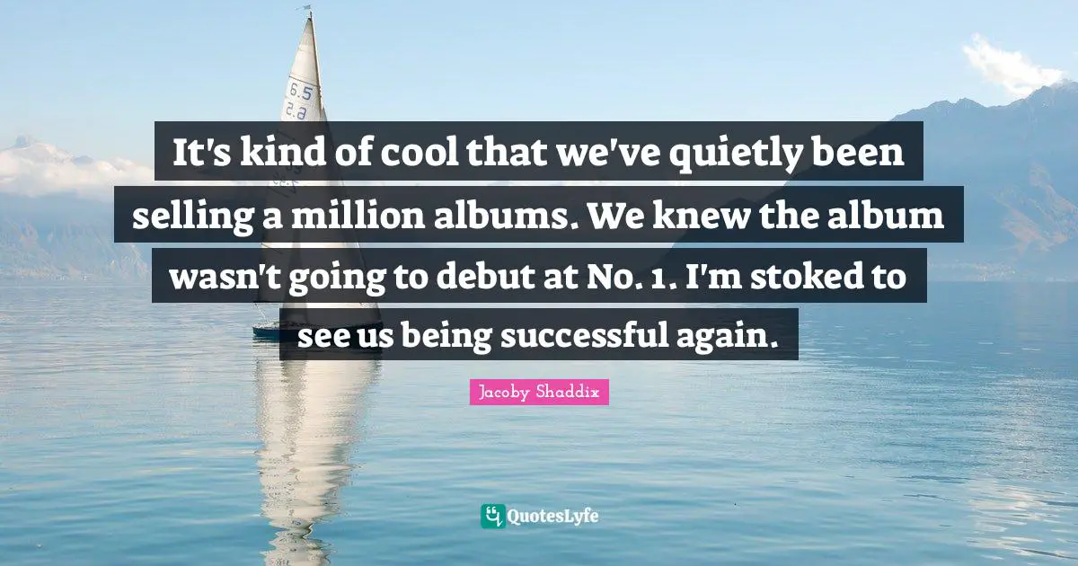 Being Successful Quotes: "It's kind of cool that we've quietly been selling a million albums. We knew the album wasn't going to debut at No. 1. I'm stoked to see us being successful again."