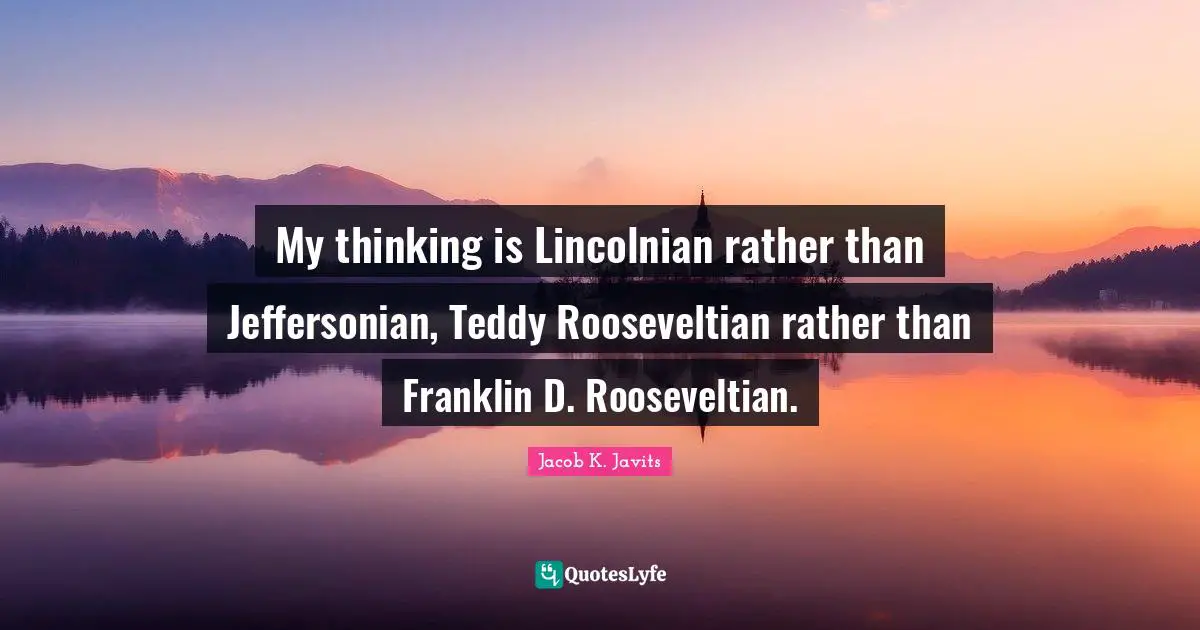 My thinking is Lincolnian rather than Jeffersonian, Teddy Rooseveltian rather than Franklin D. Rooseveltian.