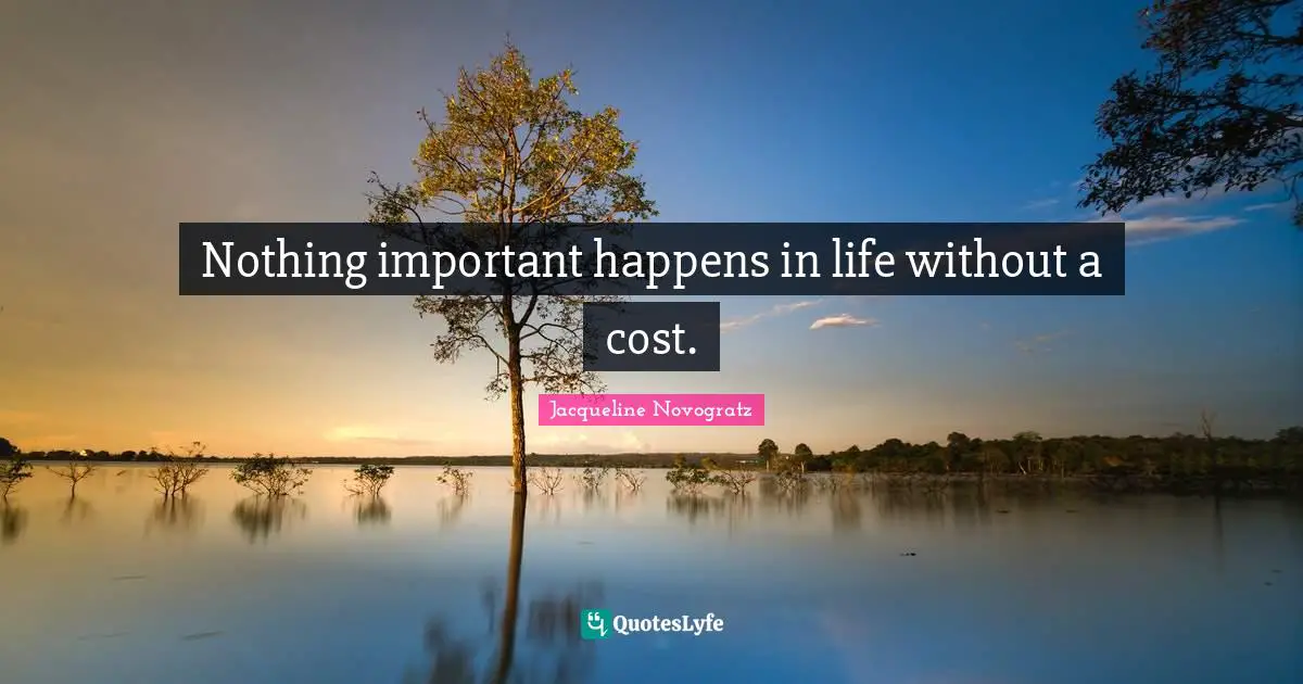 Nothing important happens in life without a cost.