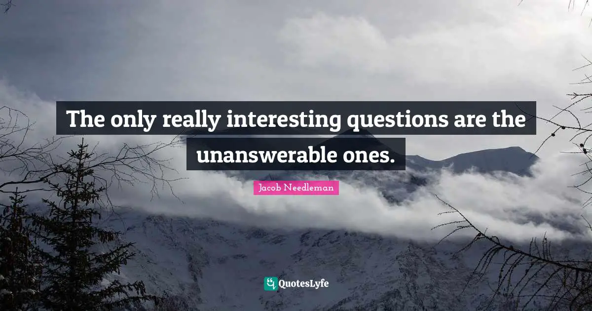 The only really interesting questions are the unanswerable ones.