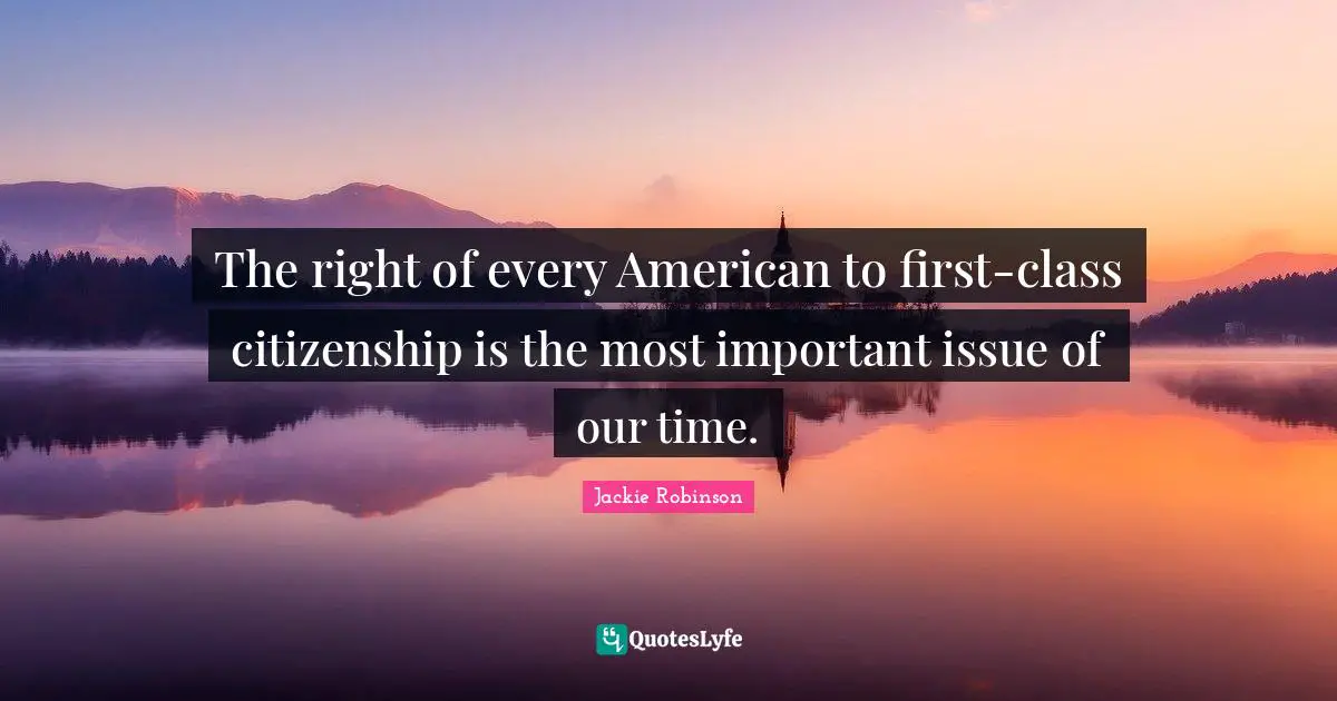 The right of every American to first-class citizenship is the most important issue of our time.