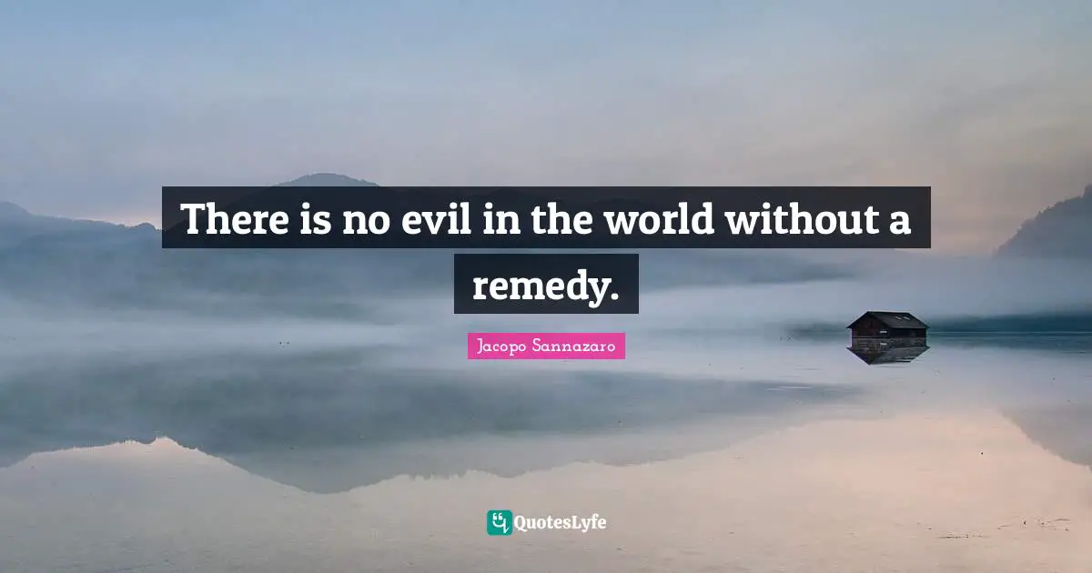 There is no evil in the world without a remedy.