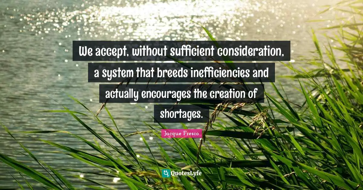 We accept, without sufficient consideration, a system that breeds inefficiencies and actually encourages the creation of shortages.